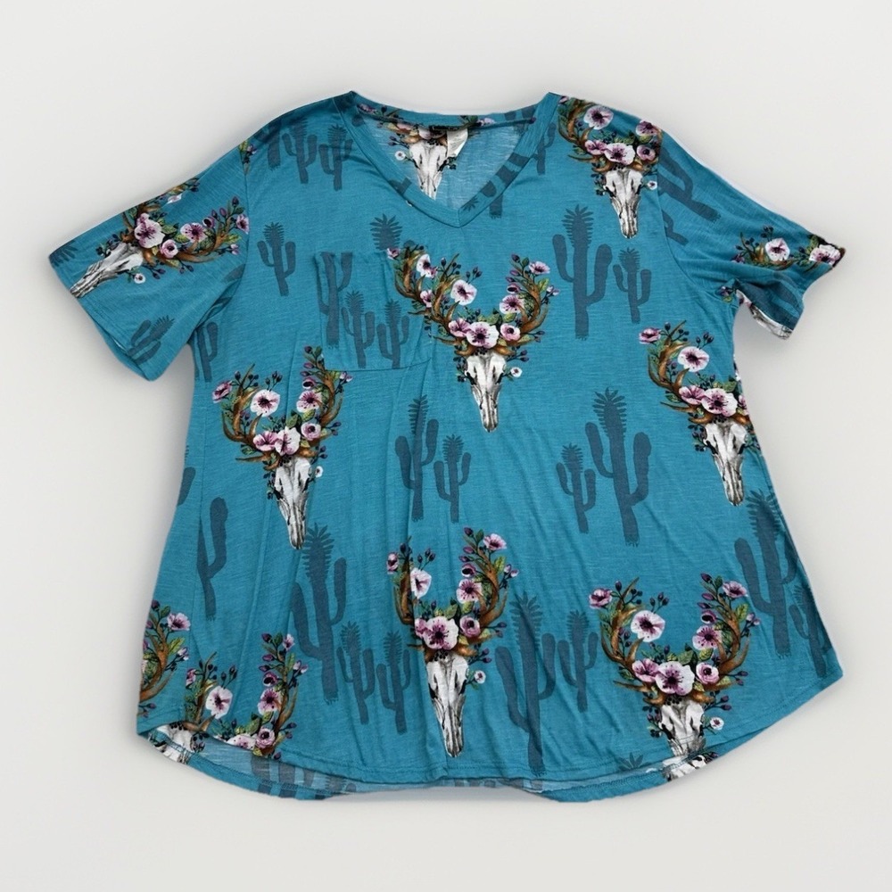 L&B Lucky and Blessed Women Shirt 2X Pullover Southwest Western Design